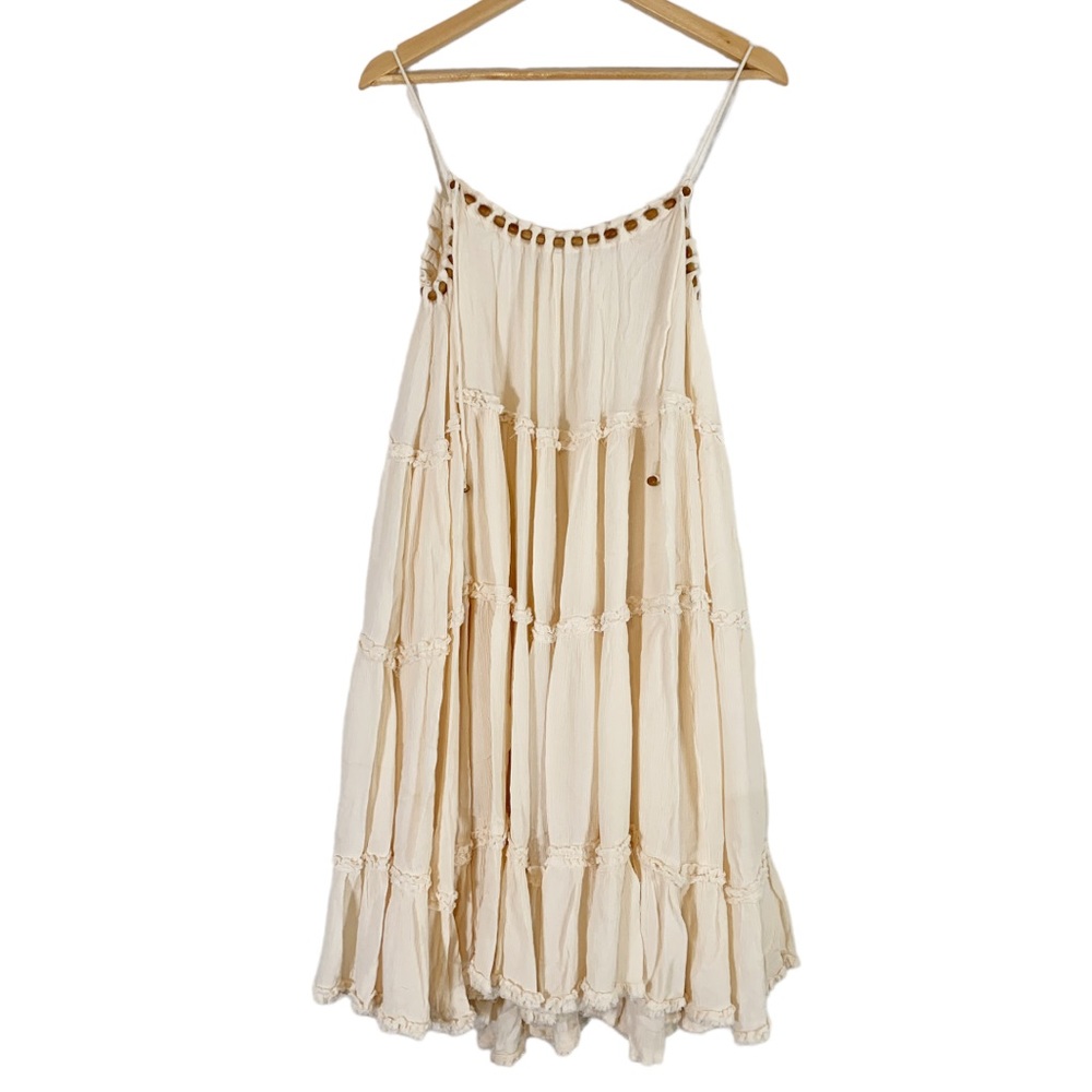 Free People Sleeveless Boho Hippie Dress Cream Size XS - Picture 2 of 8